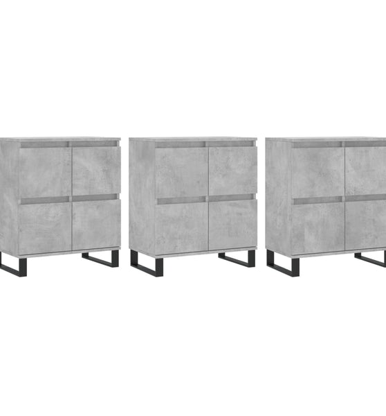 Sideboards 3 Stk. Betongrau Holzwerkstoff