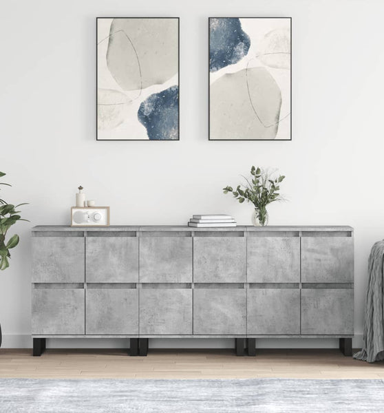 Sideboards 3 Stk. Betongrau Holzwerkstoff