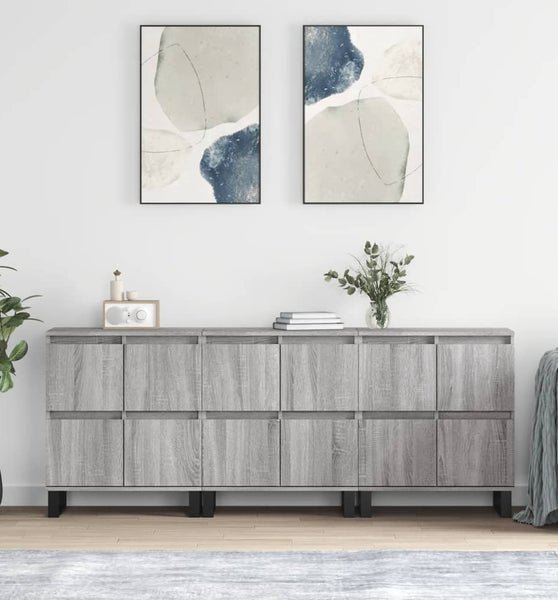 Sideboards 3 Stk. Grau Sonoma Holzwerkstoff