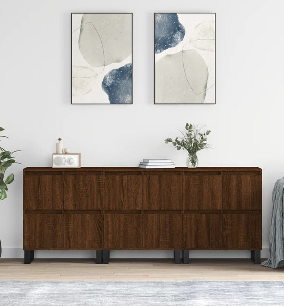 Sideboards 3 Stk. Braun Eichen-Optik Holzwerkstoff