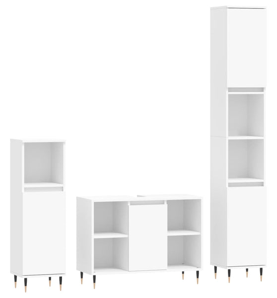 3-tlg. Badmöbel-Set Weiß Holzwerkstoff