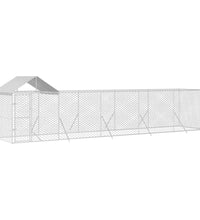 Outdoor-Hundezwinger mit Dach Silbern 10x2x2,5 m Stahl Verzinkt