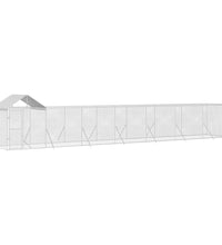 Outdoor-Hundezwinger mit Dach Silbern 14x2x2,5 m Stahl Verzinkt