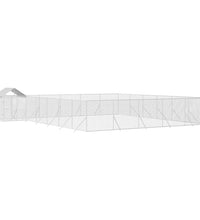 Outdoor-Hundezwinger mit Dach Silbern 12x12x2,5m Stahl Verzinkt