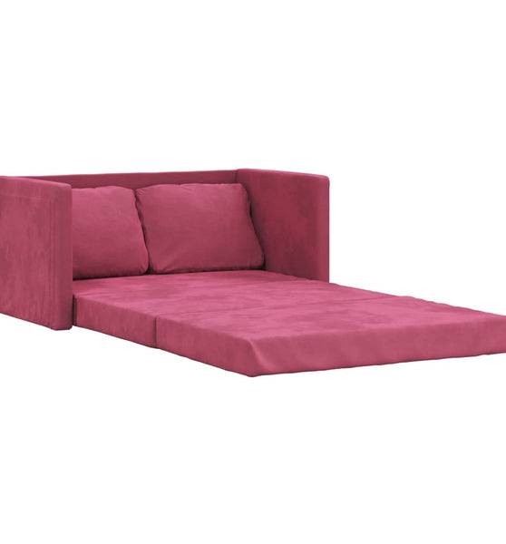 Bodensofa mit Schlaffunktion Weinrot 122x204x55 cm Samt