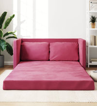 Bodensofa mit Schlaffunktion Weinrot 122x204x55 cm Samt