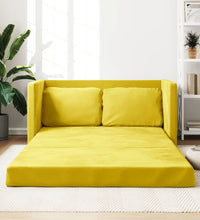 Bodensofa mit Schlaffunktion Dunkelgelb 122x204x55 cm Samt