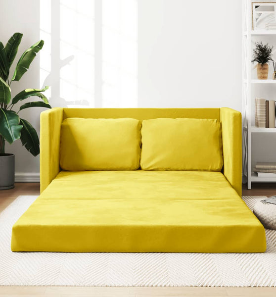 Bodensofa mit Schlaffunktion Dunkelgelb 122x204x55 cm Samt