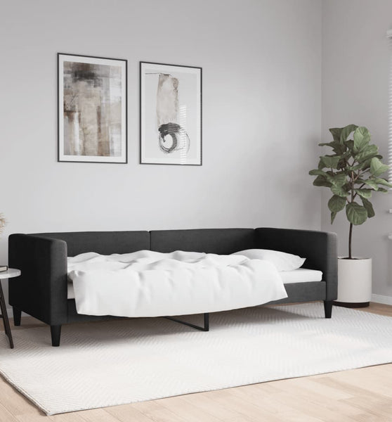Tagesbett Schwarz 90x200 cm Stoff