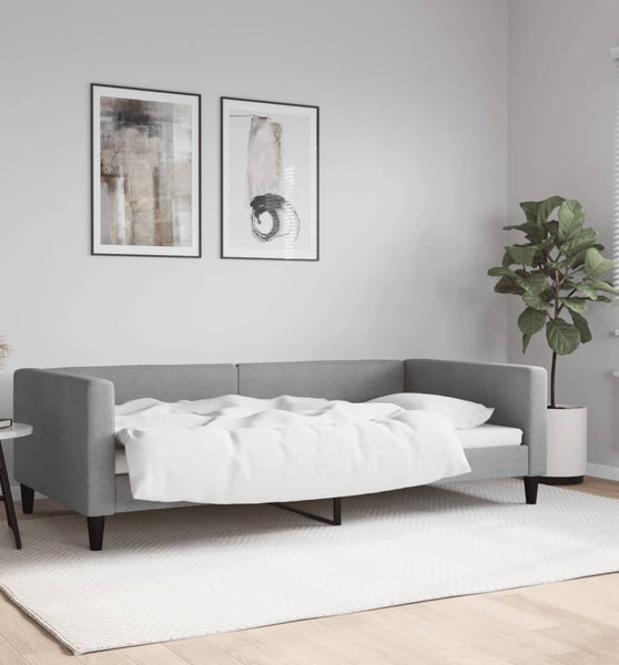 Tagesbett Hellgrau 100x200 cm Stoff