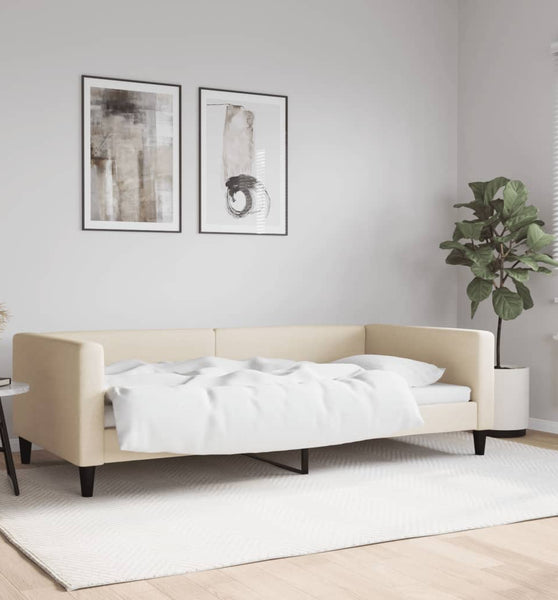 Tagesbett Creme 100x200 cm Stoff