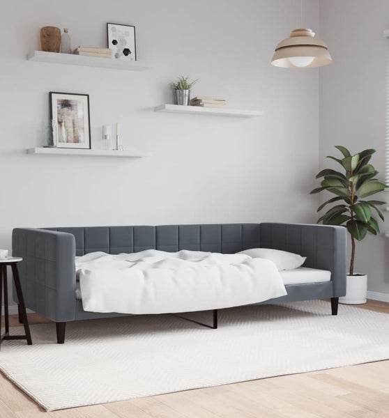Tagesbett Dunkelgrau 90x190 cm Samt