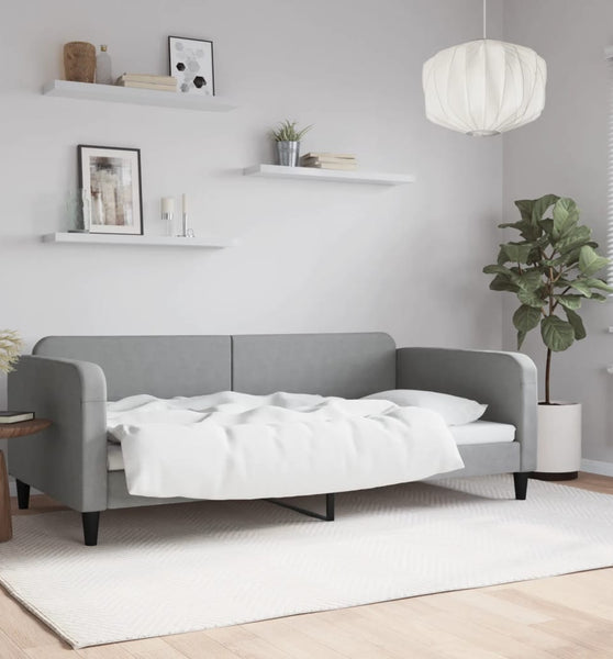 Tagesbett Hellgrau 100x200 cm Stoff