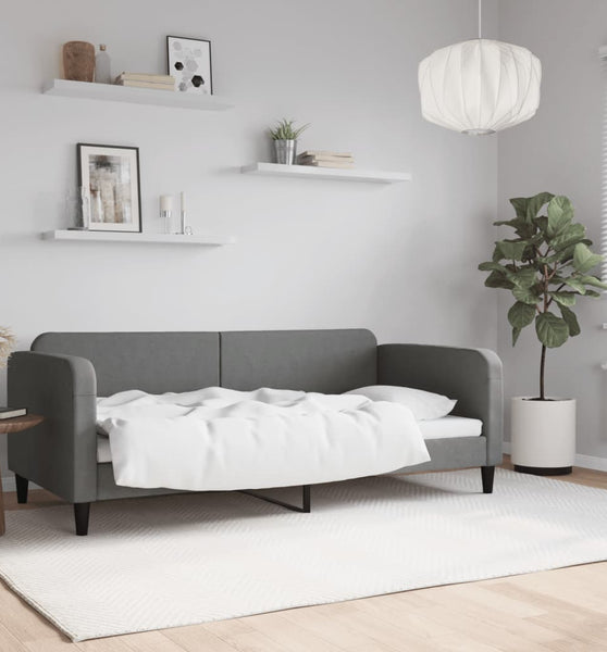 Tagesbett Dunkelgrau 90x190 cm Stoff