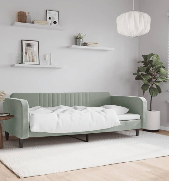 Tagesbett Hellgrau 90x190 cm Samt