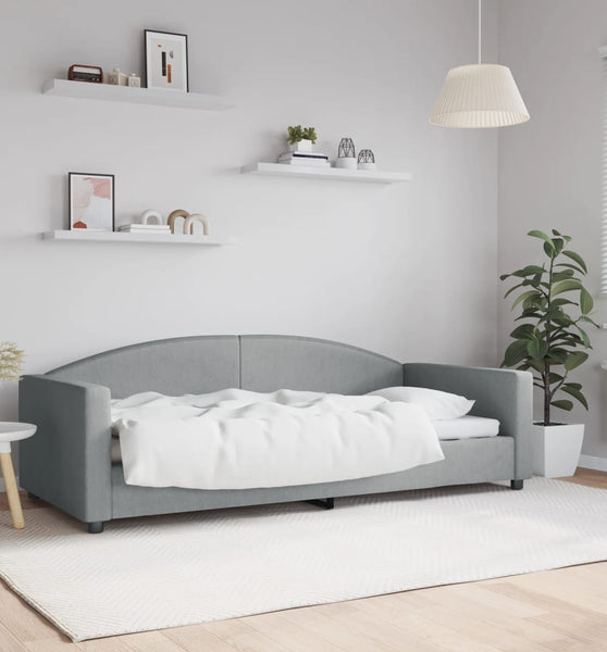 Tagesbett Hellgrau 90x200 cm Stoff