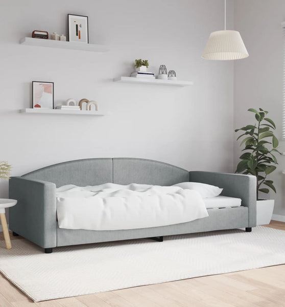 Tagesbett Hellgrau 100x200 cm Stoff