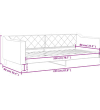 Tagesbett Hellgrau 80x200 cm Stoff