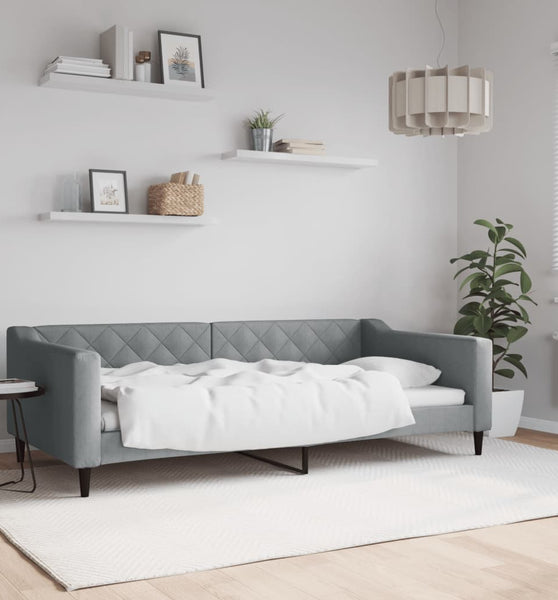 Tagesbett Hellgrau 100x200 cm Stoff