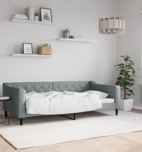 Tagesbett Hellgrau 90x190 cm Stoff