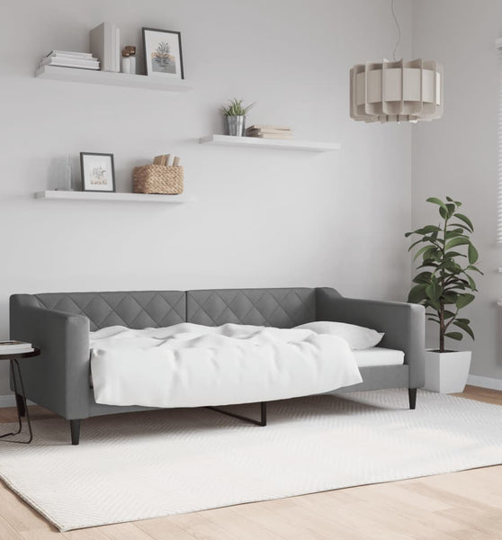 Tagesbett Dunkelgrau 90x190 cm Stoff