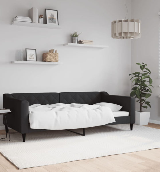 Tagesbett Schwarz 90x190 cm Stoff