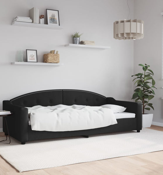 Tagesbett Schwarz 90x200 cm Stoff