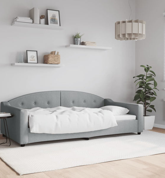 Tagesbett Hellgrau 100x200 cm Stoff