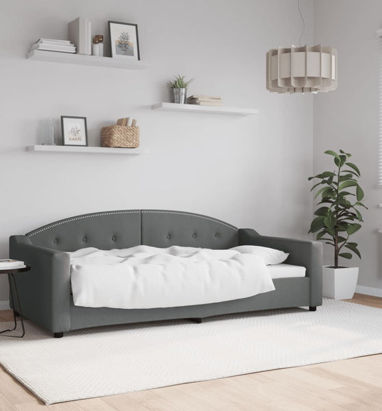 Tagesbett Dunkelgrau 90x190 cm Stoff