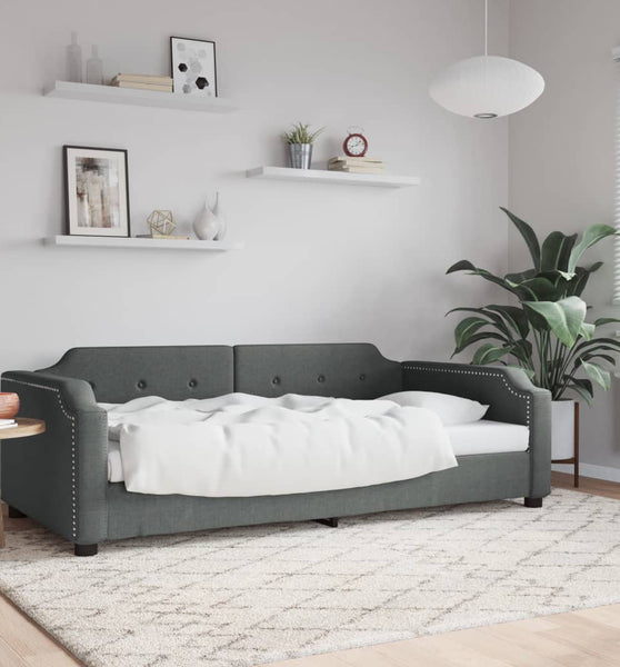 Tagesbett Dunkelgrau 90x200 cm Stoff