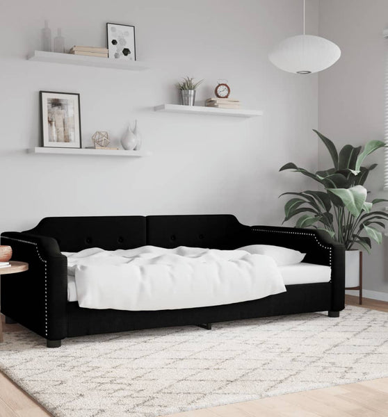 Tagesbett Schwarz 100x200 cm Stoff