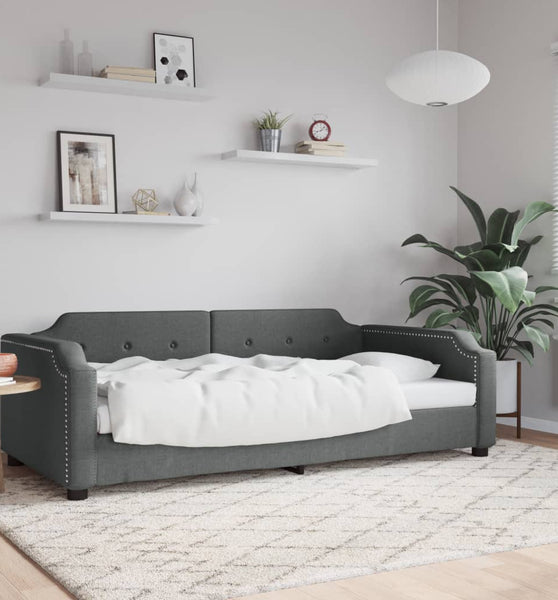 Tagesbett Dunkelgrau 90x190 cm Stoff