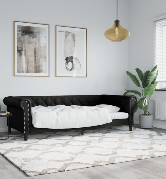 Tagesbett Schwarz 90x200 cm Kunstleder