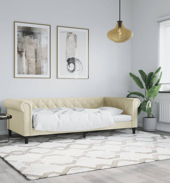 Tagesbett Creme 90x200 cm Kunstleder