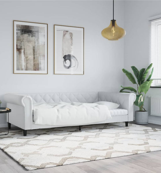 Tagesbett Weiß 100x200 cm Kunstleder