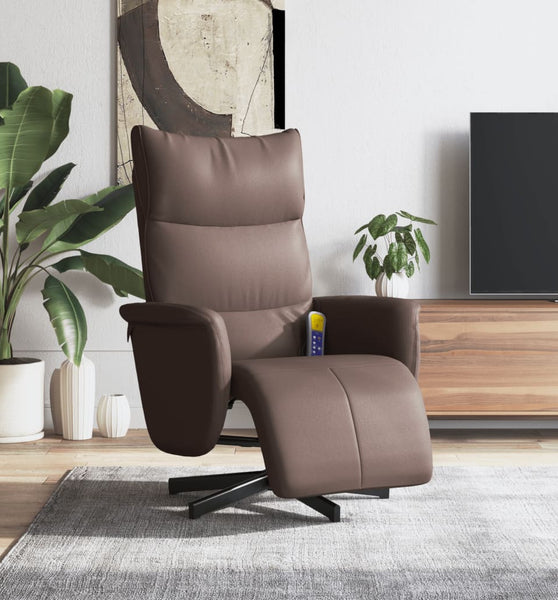 Massagesessel mit Fußteil Braun Kunstleder