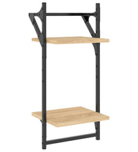 6-tlg. Wandregal-Set mit Stangen Sonoma-Eiche Holzwerkstoff