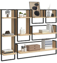 6-tlg. Wandregal-Set mit Stangen Sonoma-Eiche Holzwerkstoff