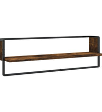 6-tlg. Wandregal-Set mit Stangen Räuchereiche Holzwerkstoff