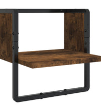 6-tlg. Wandregal-Set mit Stangen Räuchereiche Holzwerkstoff