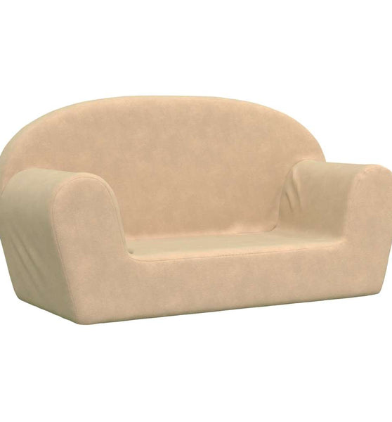 Kindersofa 2-Sitzer Creme Weicher Plüsch