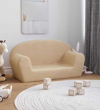 Kindersofa 2-Sitzer Creme Weicher Plüsch