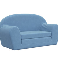 Kinder-Schlafsofa 2-Sitzer Blau Weicher Plüsch