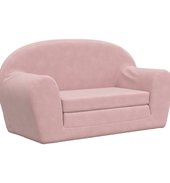 Kinder-Schlafsofa 2-Sitzer Rosa Weicher Plüsch