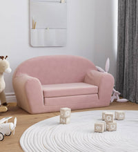 Kinder-Schlafsofa 2-Sitzer Rosa Weicher Plüsch