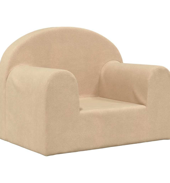 Kindersofa Creme Weicher Plüsch