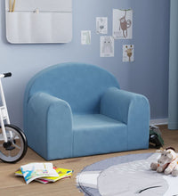 Kindersofa Blau Weich Plüsch