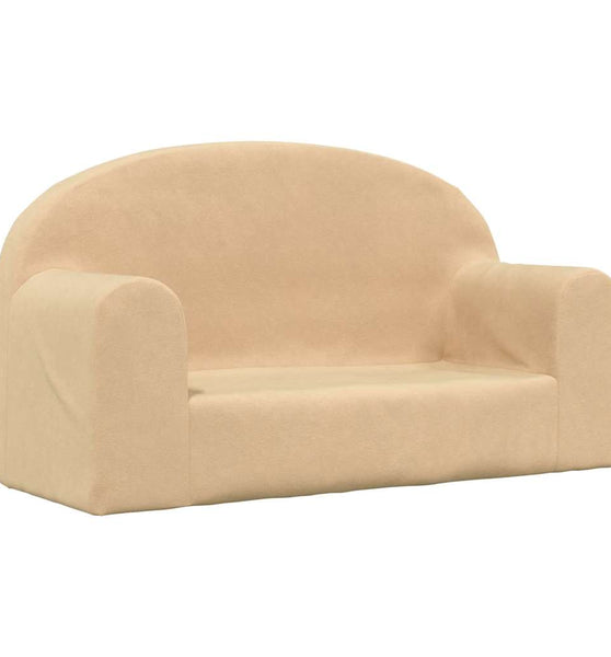 Kindersofa 2-Sitzer Creme Weicher Plüsch