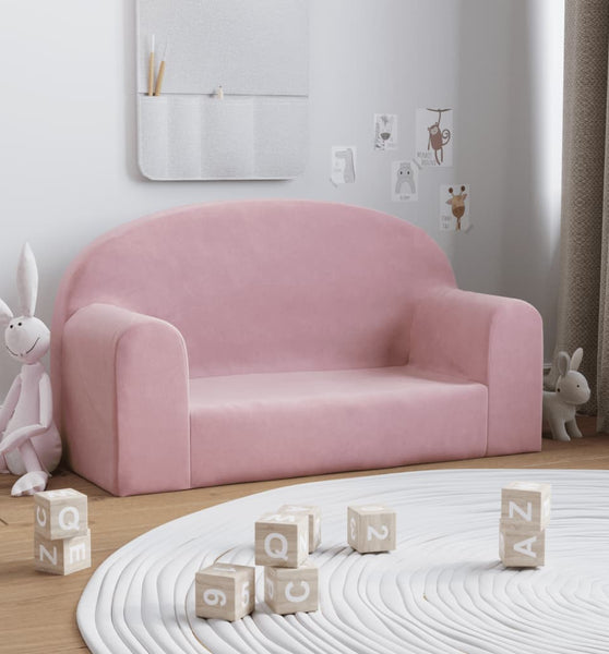 Kindersofa 2-Sitzer Rosa Weich Plüsch