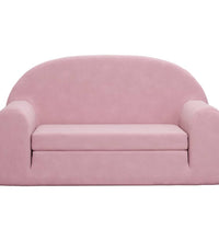 Kinder-Schlafsofa 2-Sitzer Rosa Weicher Plüsch